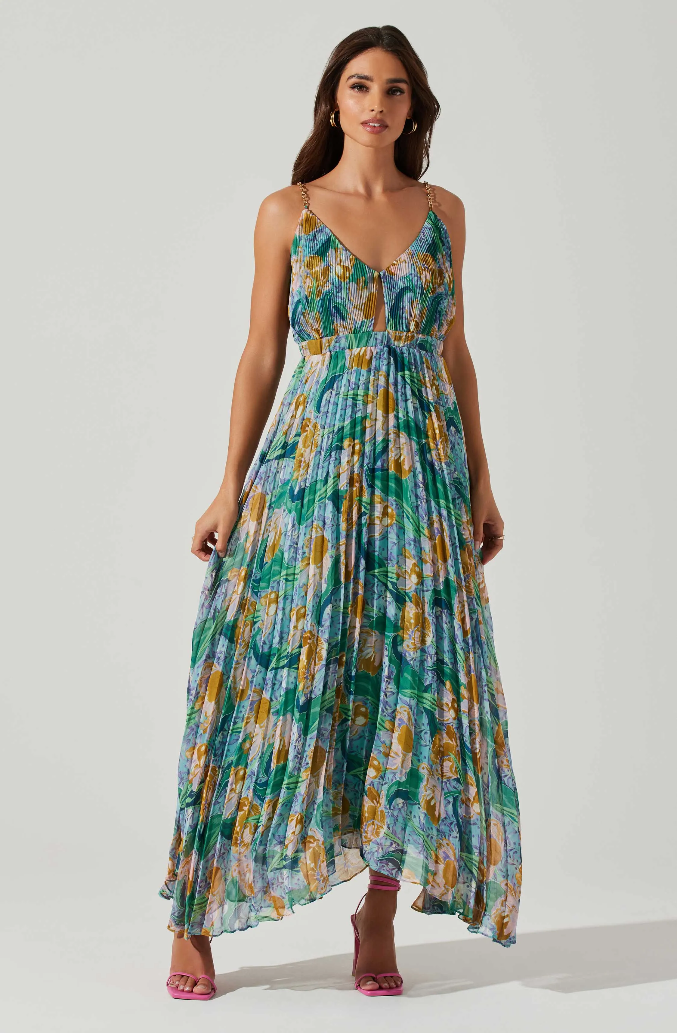 Loralee Pleated Floral Maxi Dress sold by Astr