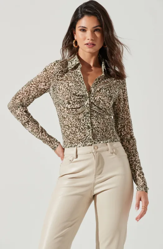 Lamora Mesh Button Down Top sold by Astr
