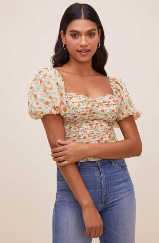 Tenley Floral Ruched Top sold by Astr