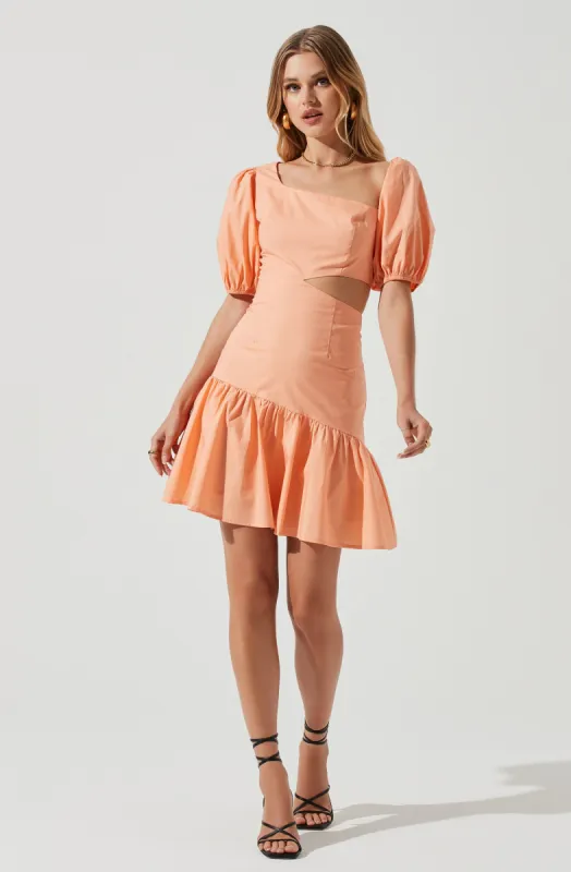 Mayfair Side Cutout Puff Sleeve Mini Dress sold by Astr