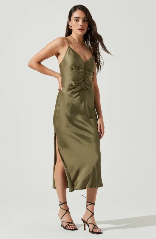 Valinda Ruched Front Midi Dress made by Astr