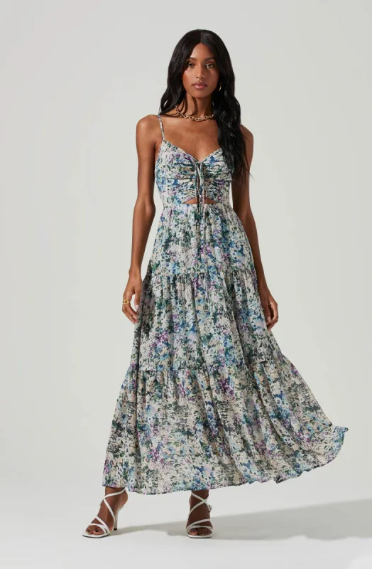 Brandy Floral Cinched Front Cutout Maxi Dress sold by Astr
