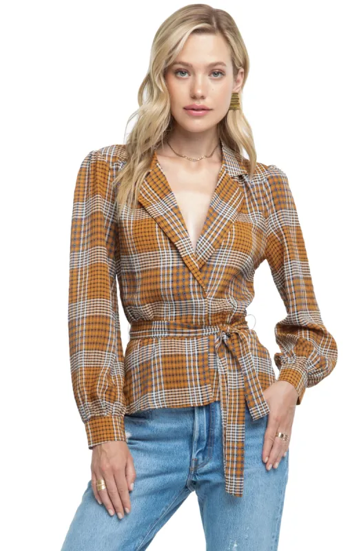 Long Sleeve Front Tie Blouse sold by Astr