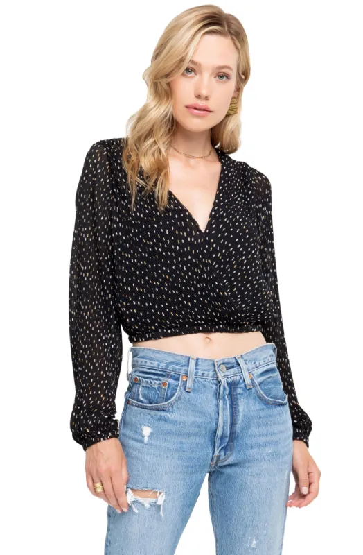 Long Sleeve Pleated Crop Top sold by Astr