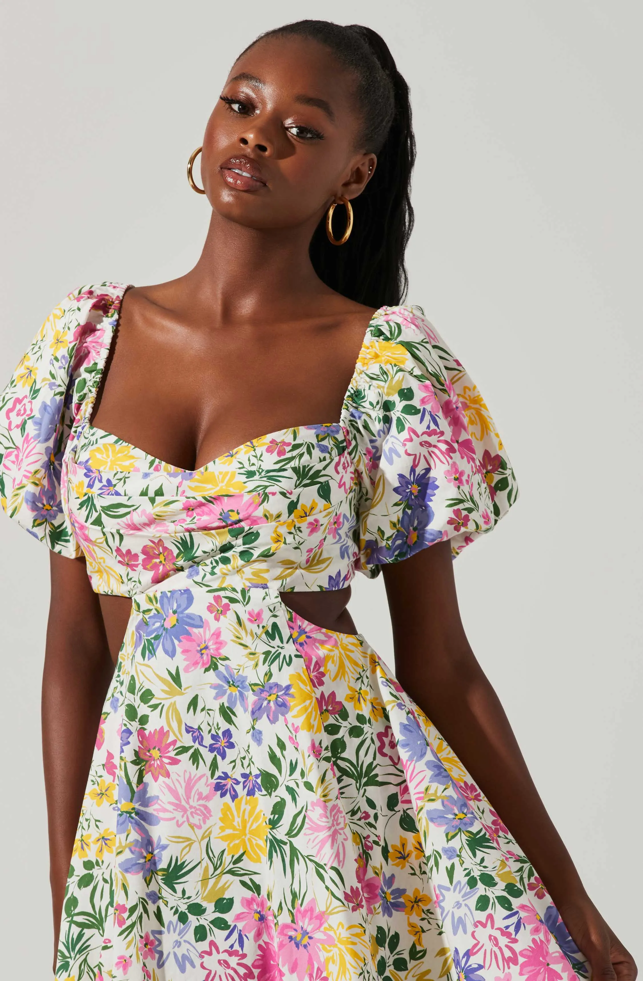 Clarita Floral Cutout Puff Sleeve Mini Dress sold by Astr product image thumbnail 2