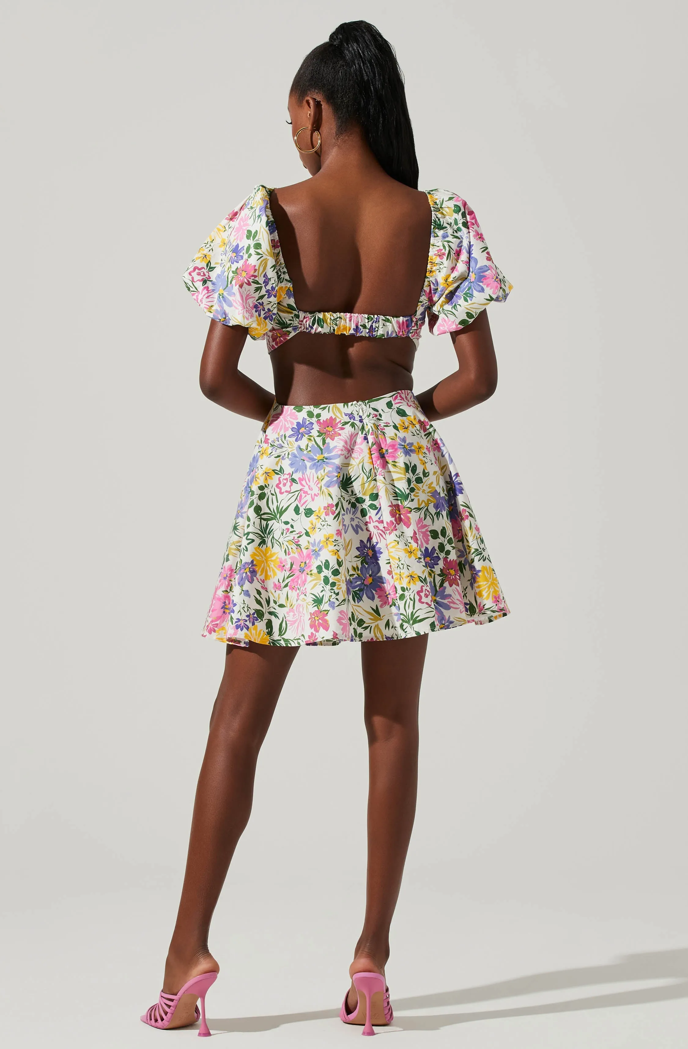 Clarita Floral Cutout Puff Sleeve Mini Dress sold by Astr product image thumbnail 5