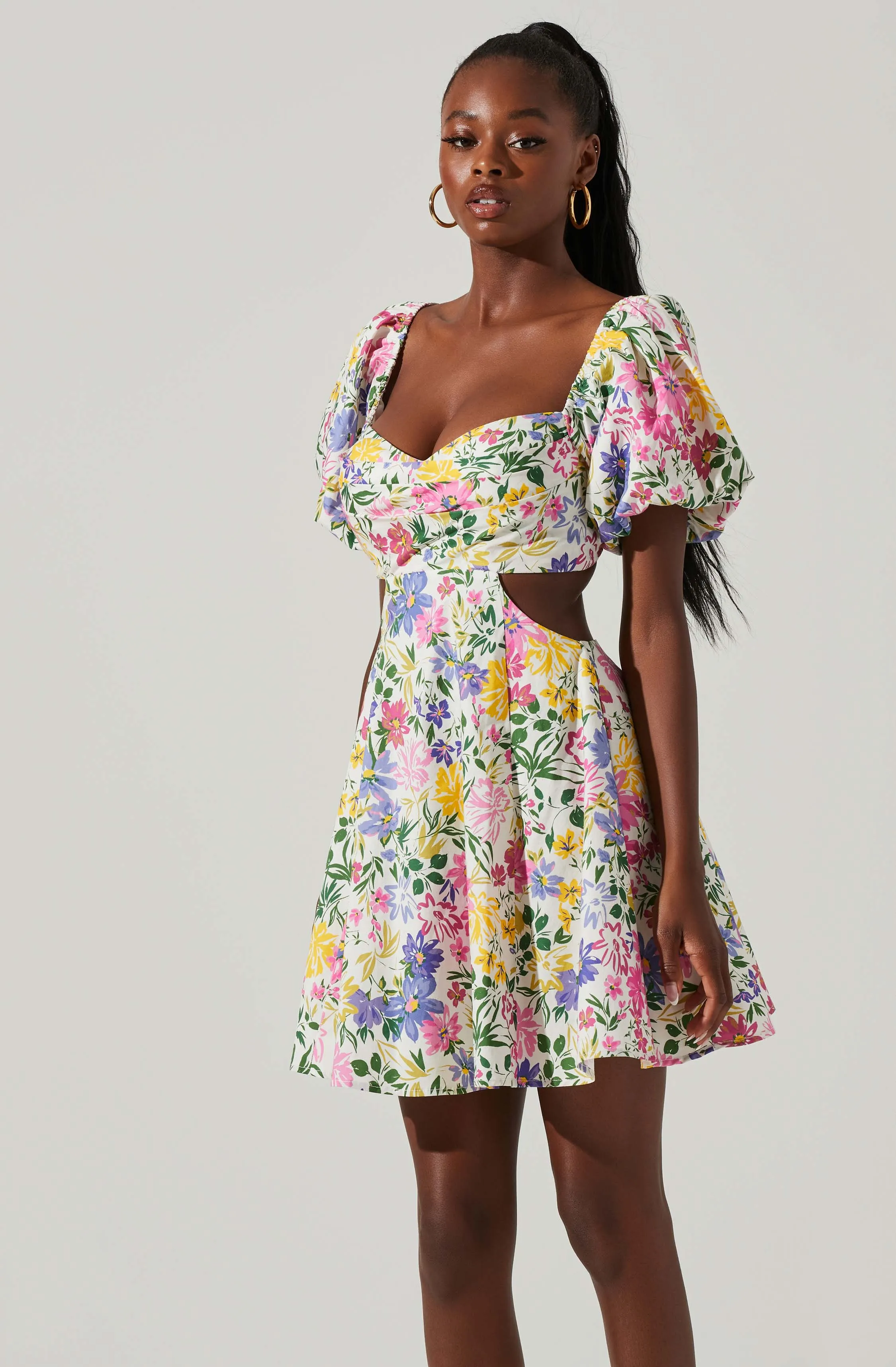 Clarita Floral Cutout Puff Sleeve Mini Dress sold by Astr product image thumbnail 3