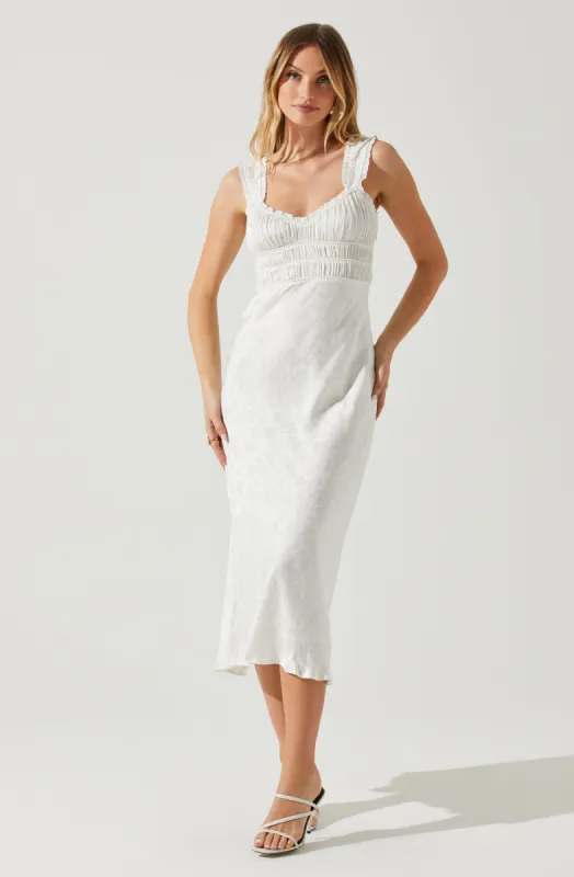 Enola Satin Smocked Midi Dress sold by Astr