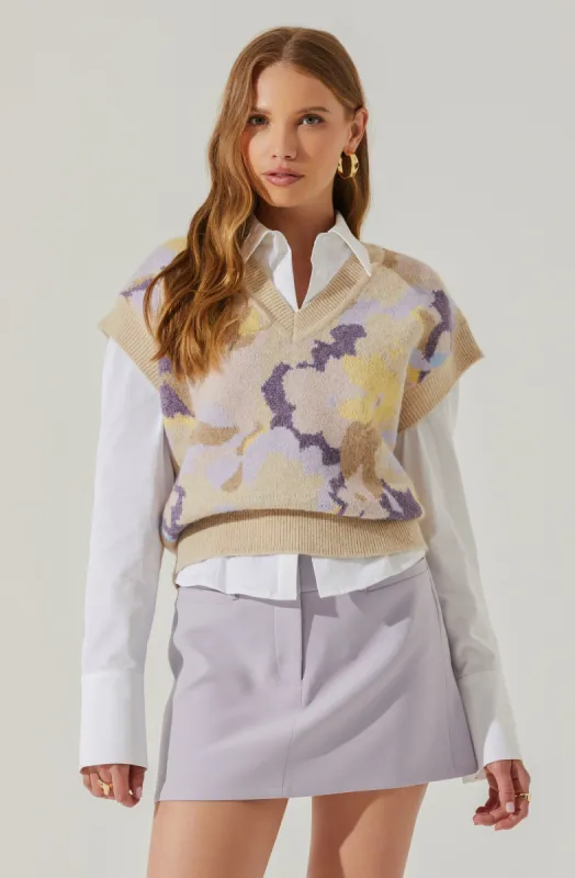 Petal Floral Oversized Sweater Vest made by Astr