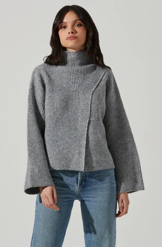 Wren Mock Neck Wrap Front Sweater sold by Astr