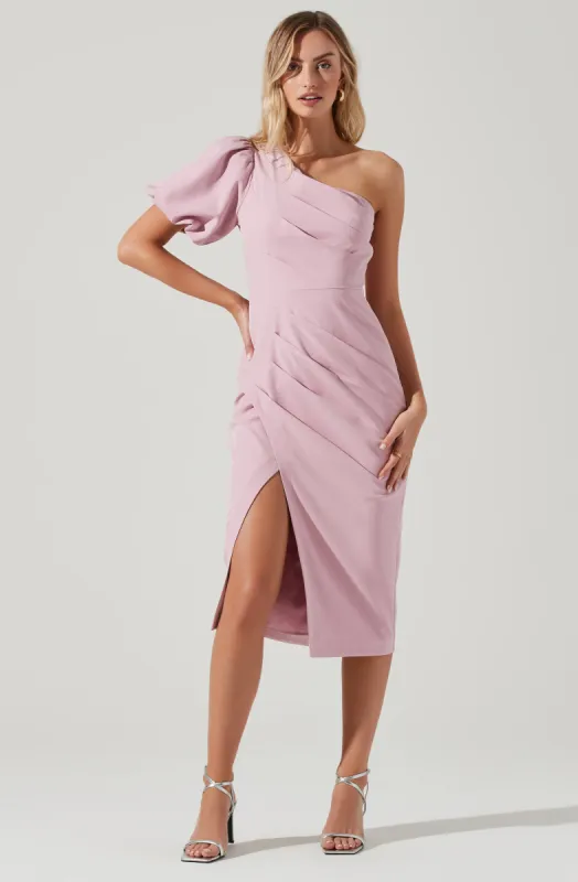 Joelle One Shoulder Midi Dress sold by Astr