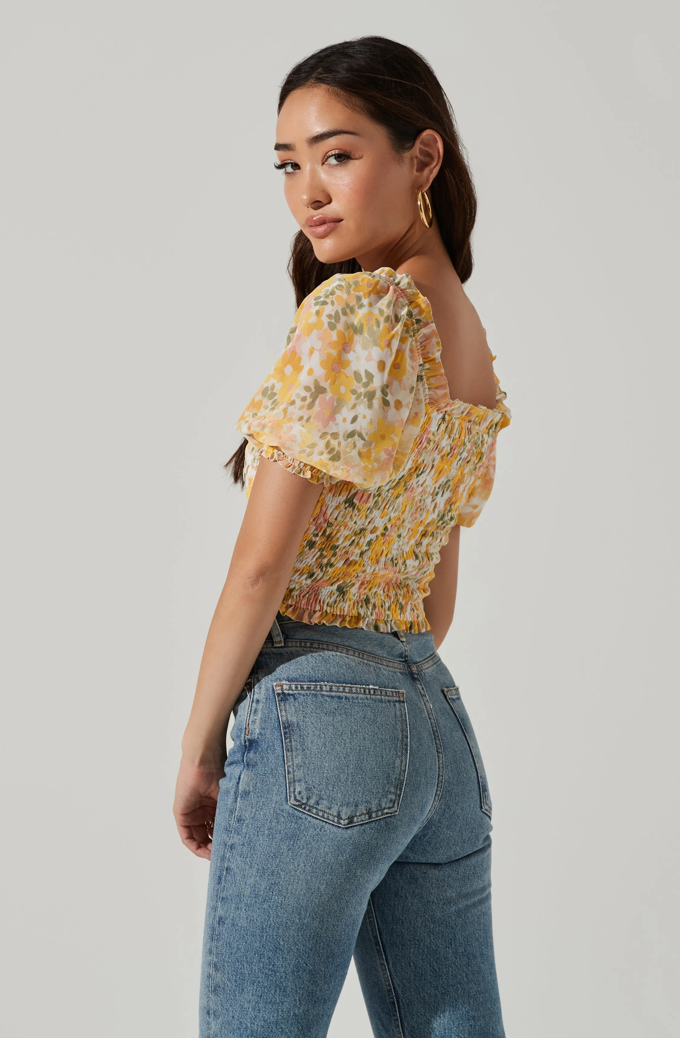 Floral Smocked Half Sleeve Top sold by Astr product image thumbnail 5