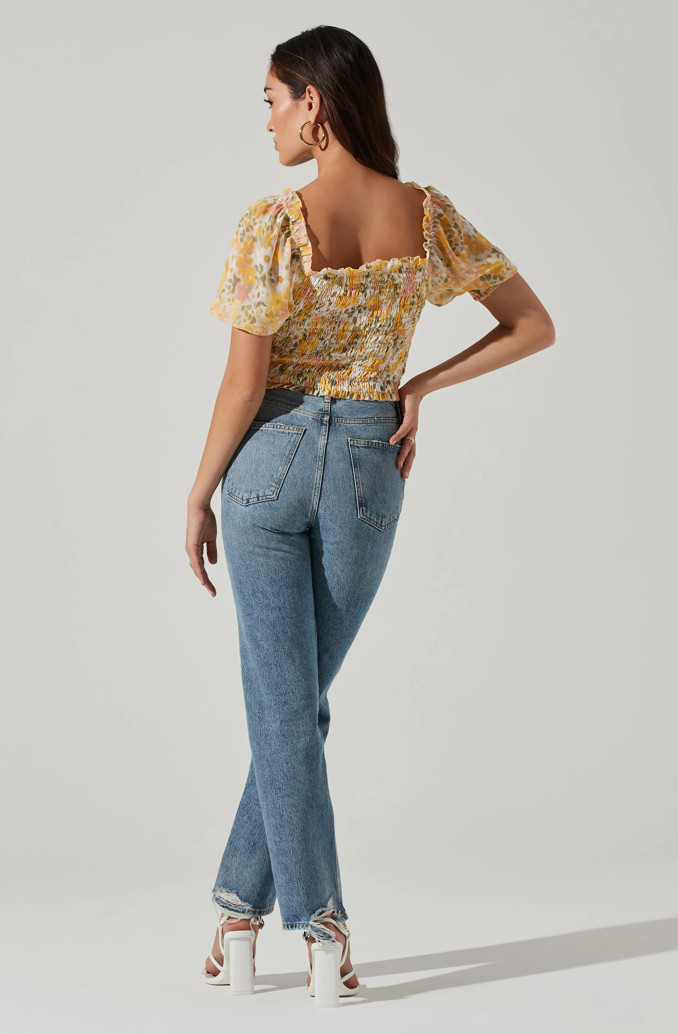 Floral Smocked Half Sleeve Top sold by Astr product image thumbnail 4