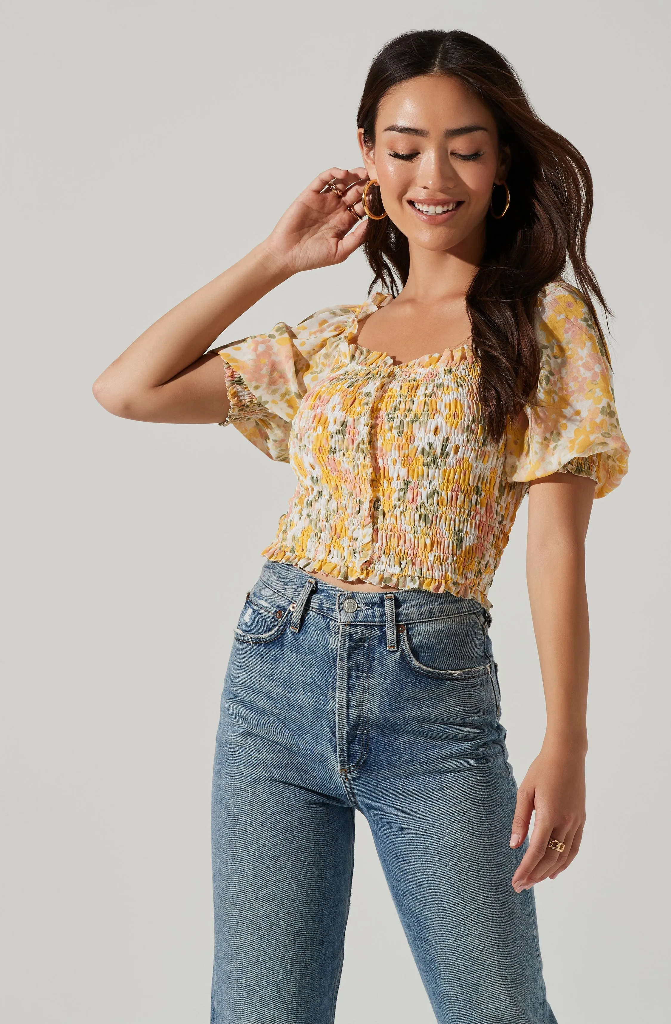 Floral Smocked Half Sleeve Top sold by Astr product image thumbnail 3