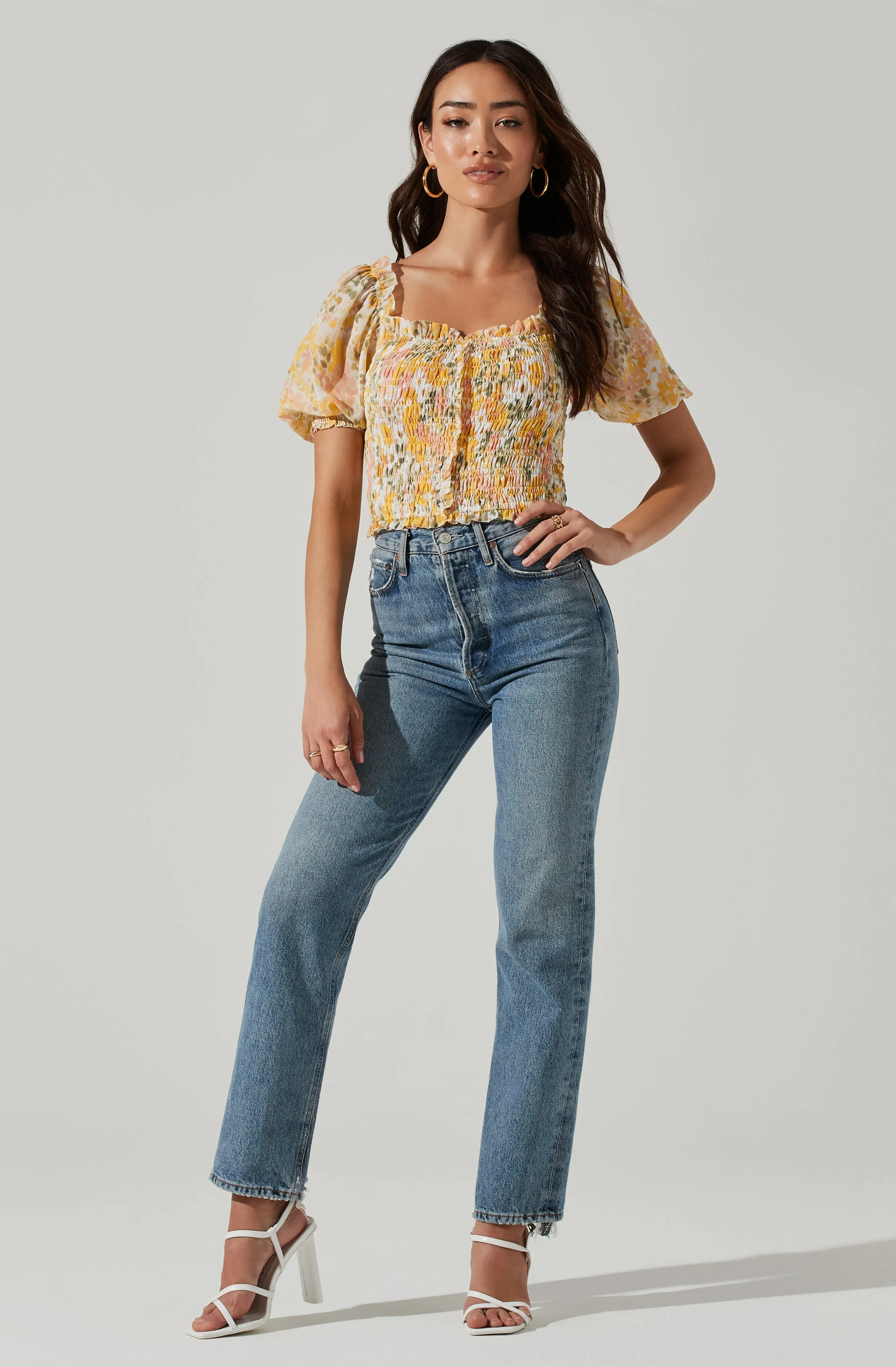 Floral Smocked Half Sleeve Top sold by Astr product image thumbnail 2