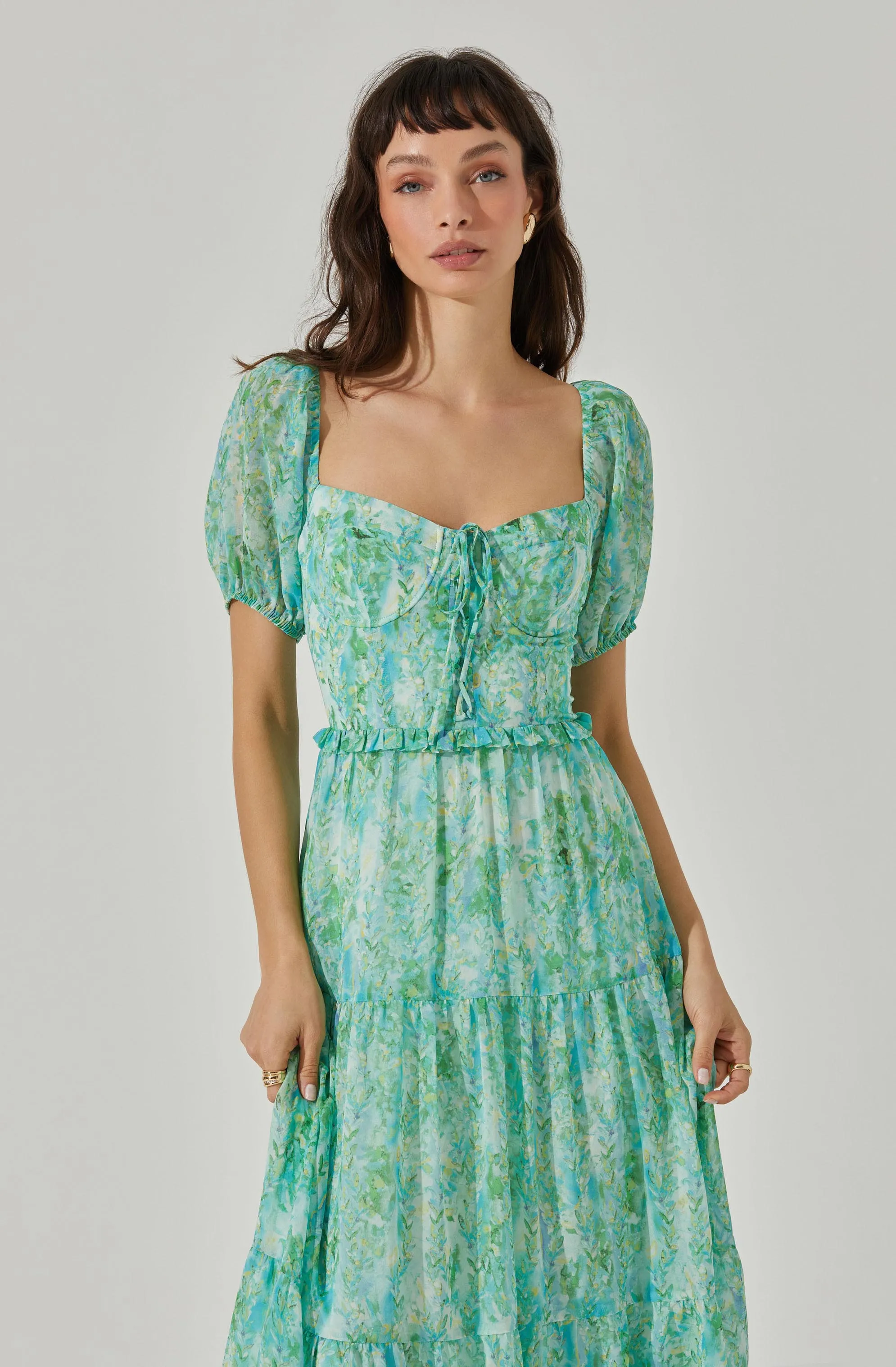 Bustier Puff Sleeve Midi Dress sold by Astr product image thumbnail 4