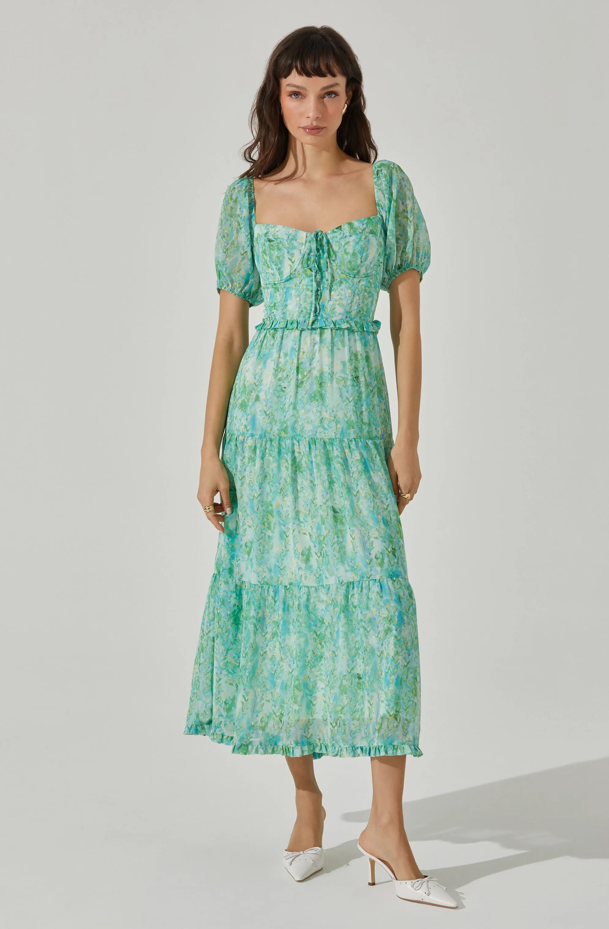 Bustier Puff Sleeve Midi Dress sold by Astr