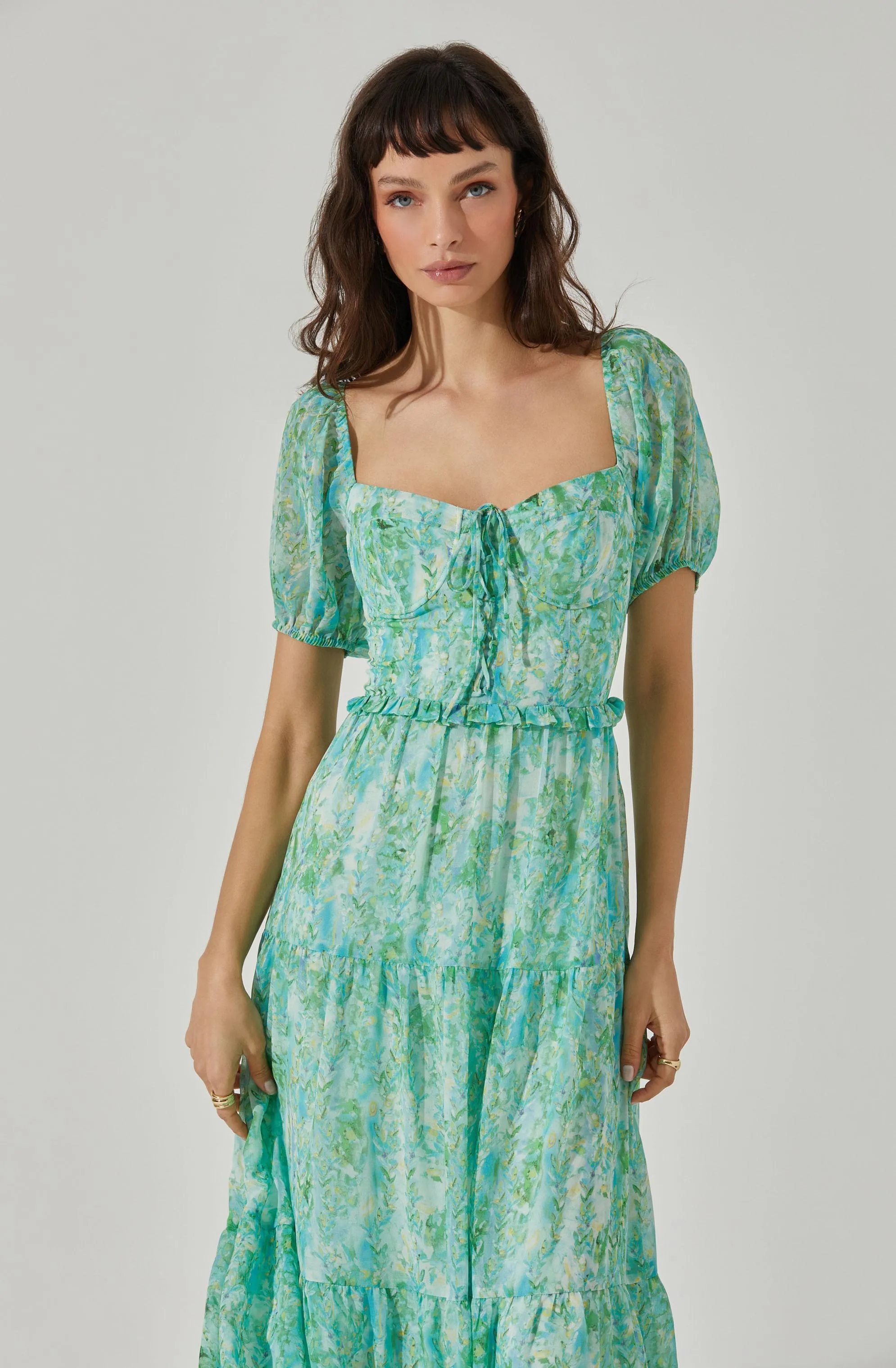 Bustier Puff Sleeve Midi Dress sold by Astr product image thumbnail 2