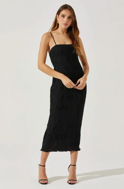 Open Back Plisse Midi Dress sold by Astr