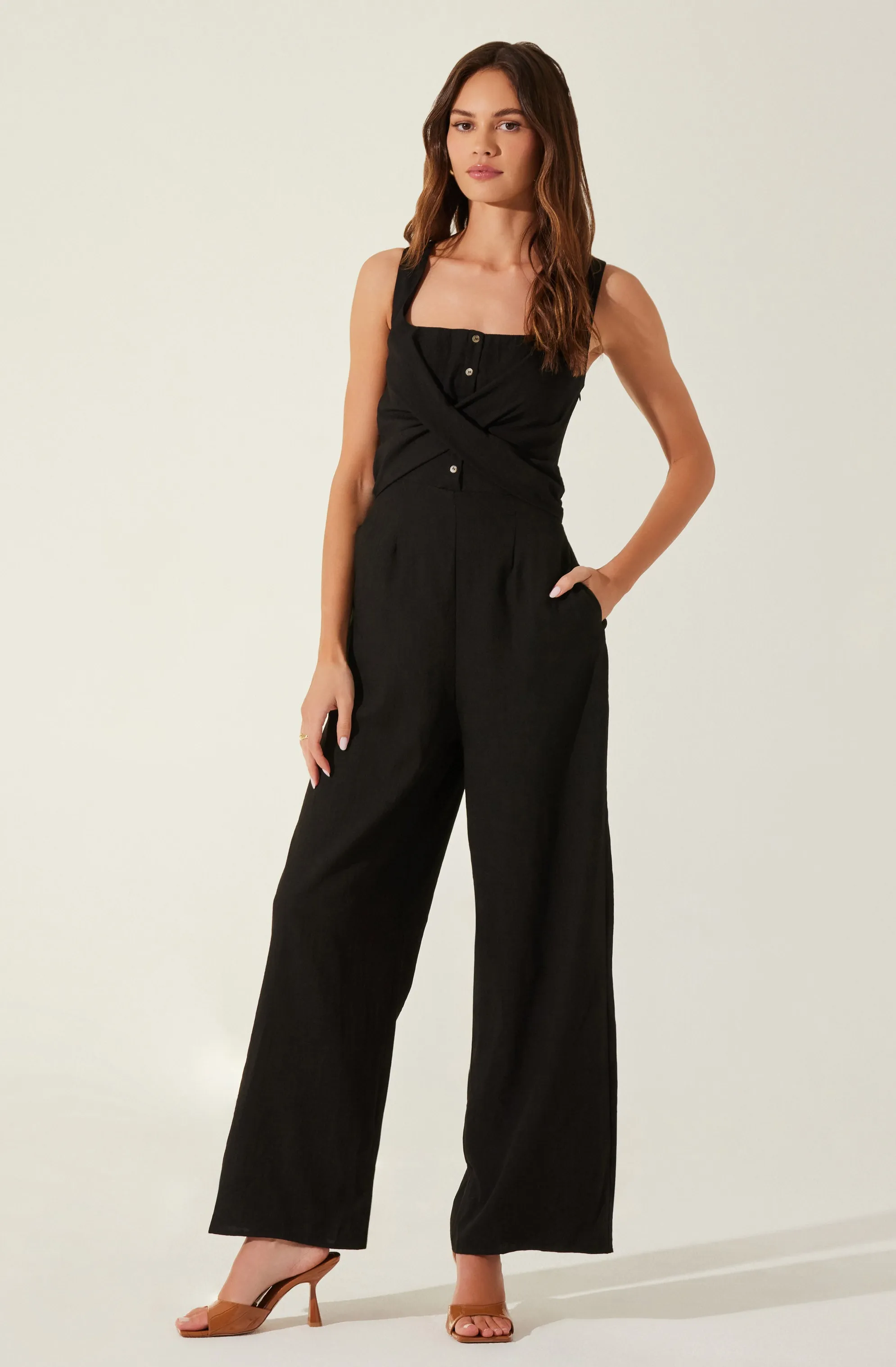Cross Front Linen Jumpsuit sold by Astr product image thumbnail 3