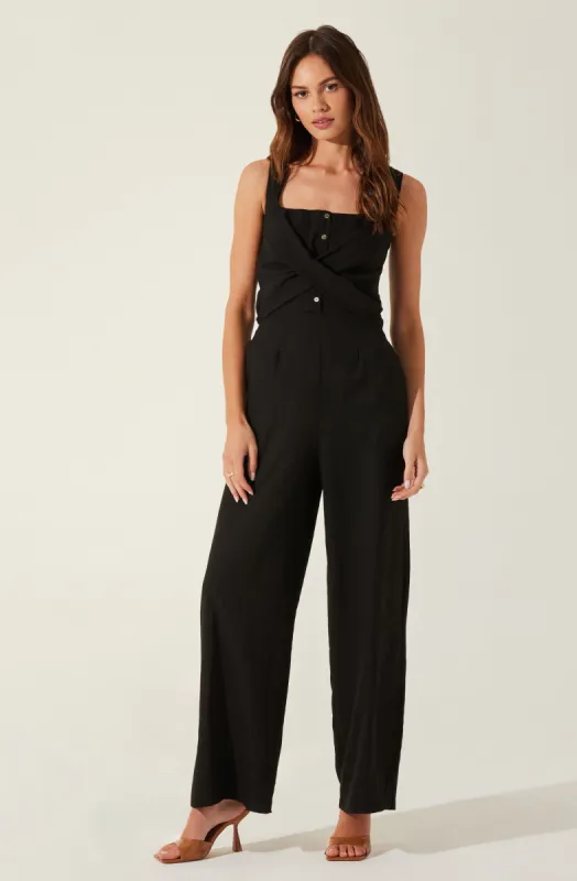 Cross Front Linen Jumpsuit sold by Astr