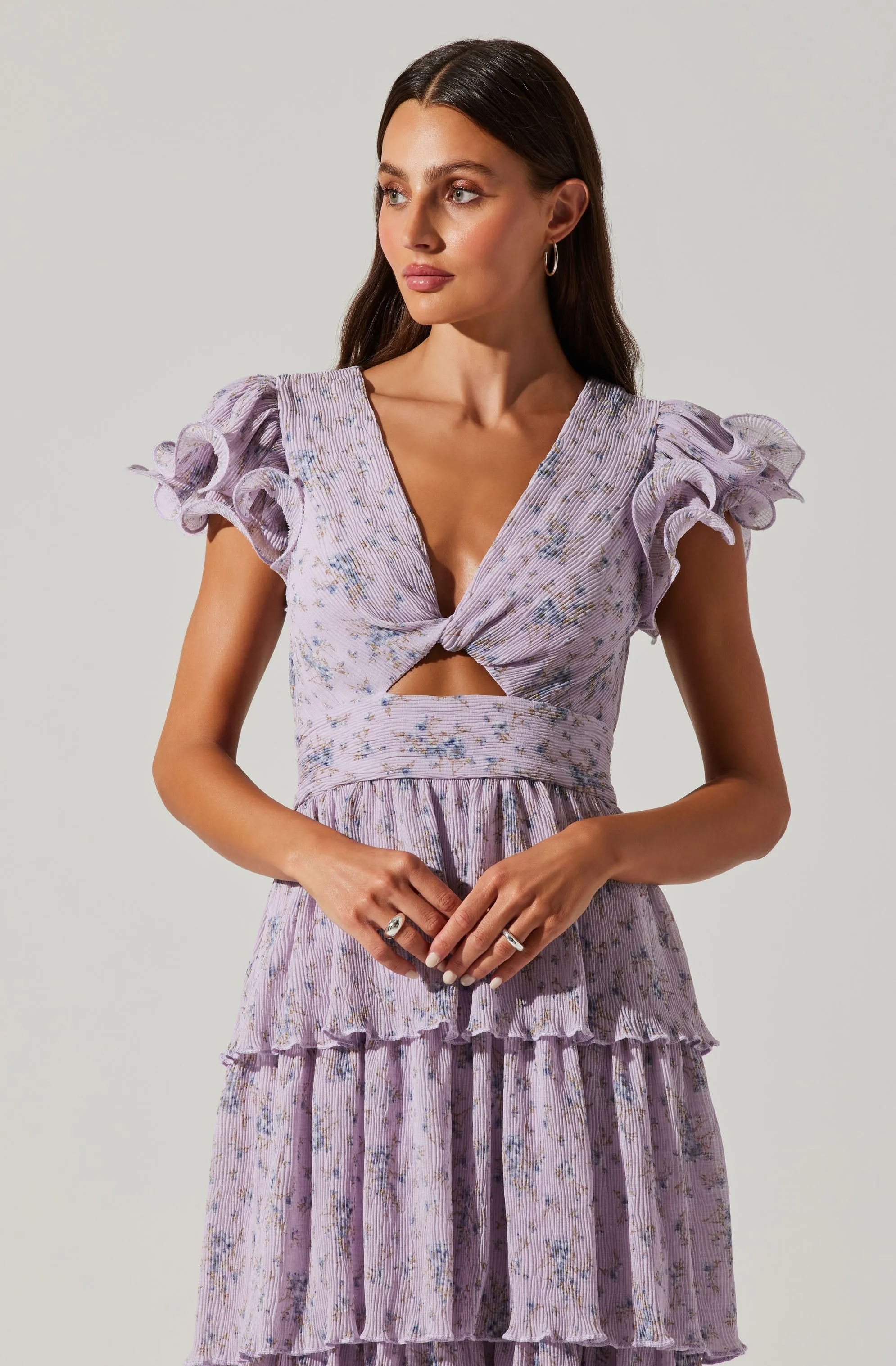 Emporia Floral Pleated Tiered Midi Dress sold by Astr product image thumbnail 2