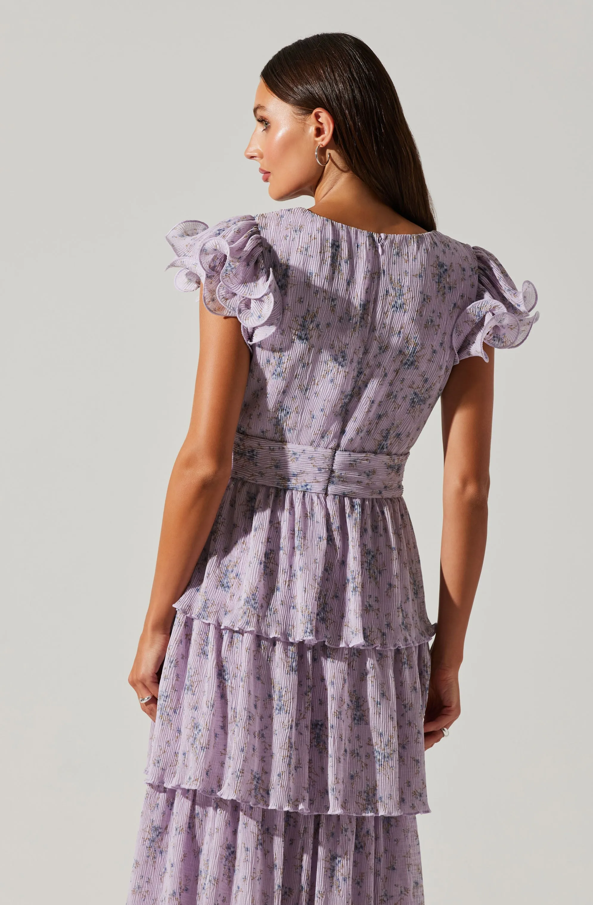 Emporia Floral Pleated Tiered Midi Dress sold by Astr product image thumbnail 5