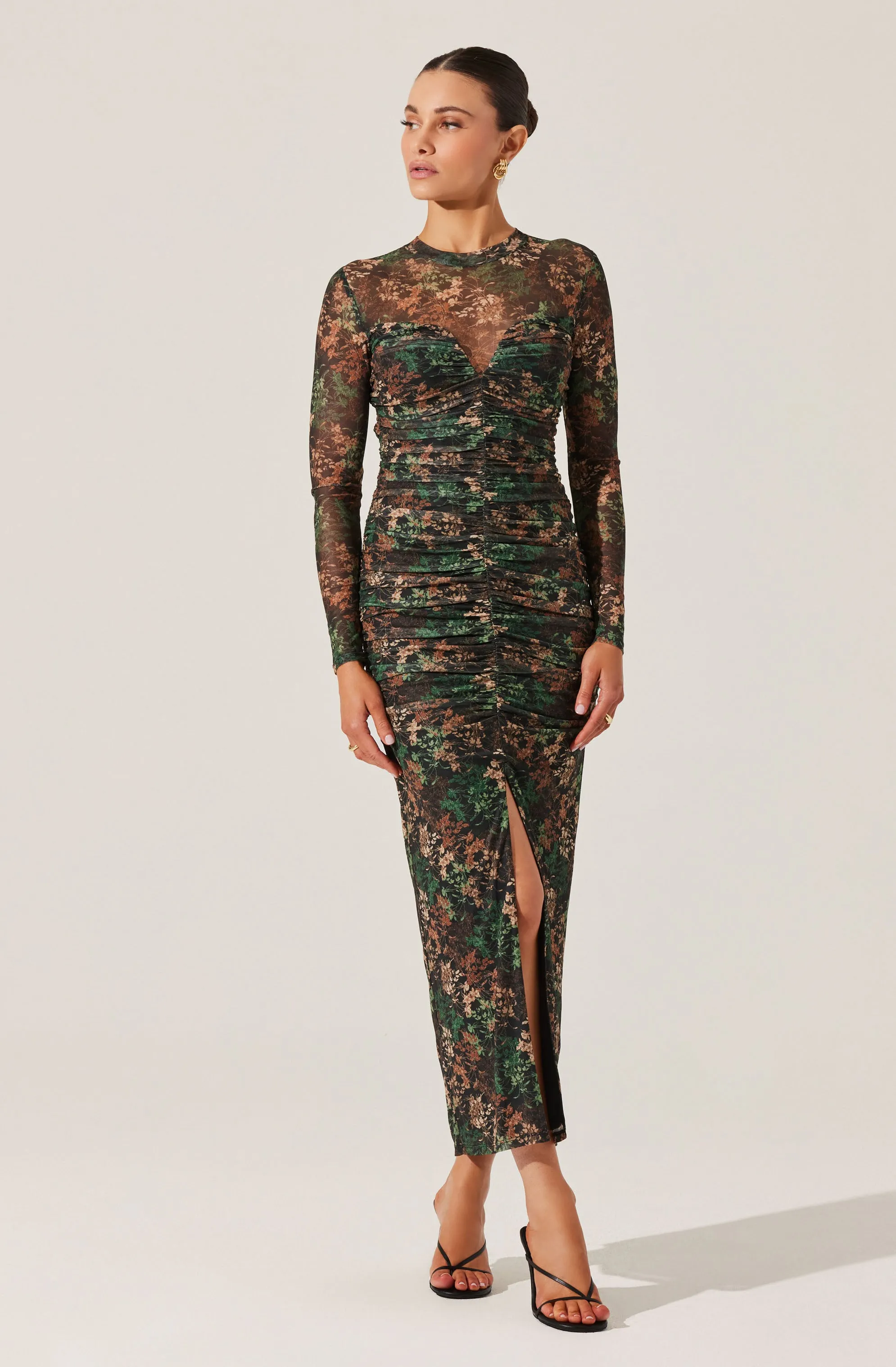 Mesh Sweetheart Ruched Maxi Dress sold by Astr product image thumbnail 3