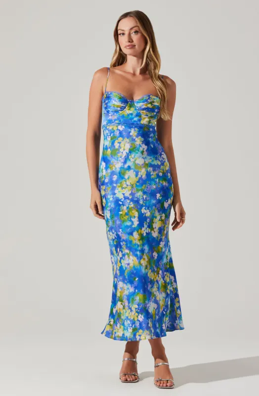 Florianne Floral Satin Maxi Dress sold by Astr