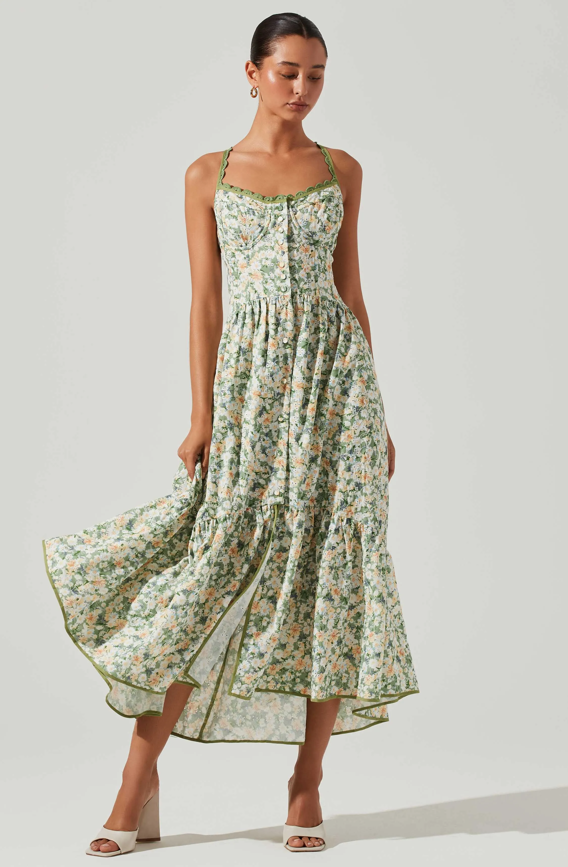 Yamila Floral Eyelet Midi Dress sold by Astr product image thumbnail 3
