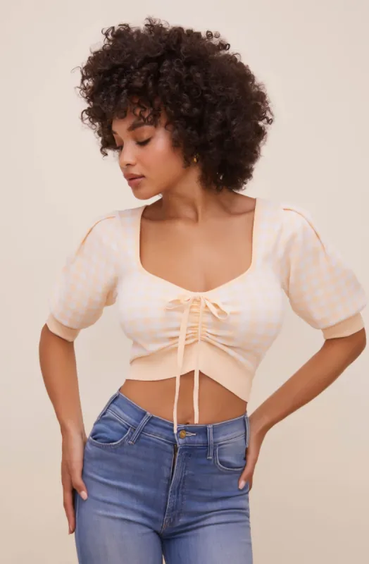 Skipper Ruched Short Sleeve Sweater sold by Astr