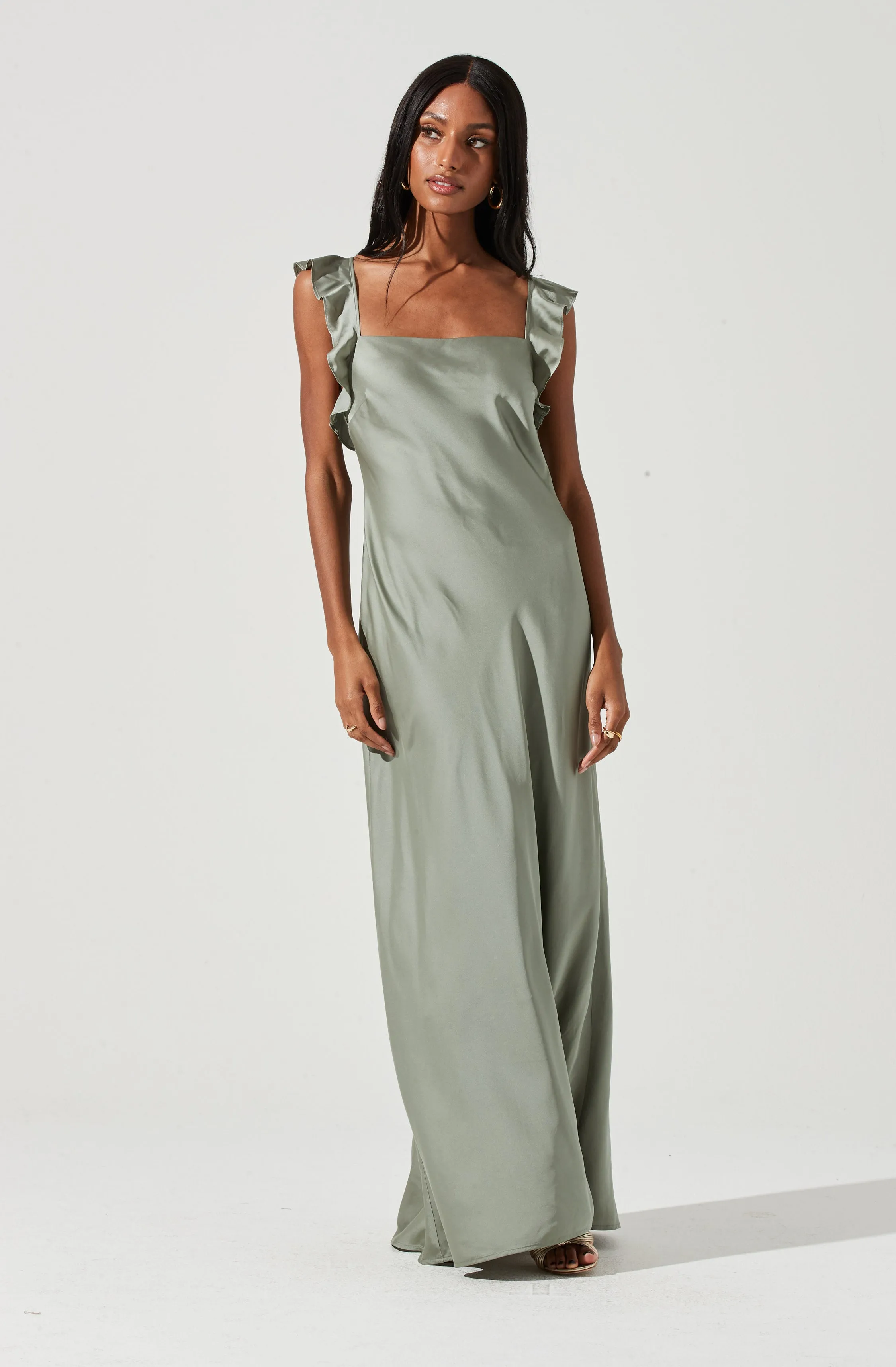 Bryna Ruffle Strap Satin Maxi Dress sold by Astr product image thumbnail 3