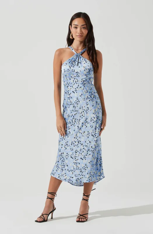 Sandrine Abstract Halter Midi Dress sold by Astr
