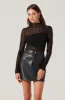 Mock Neck Mesh Contrast Top sold by Astr