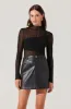 Mock Neck Mesh Contrast Top sold by Astr