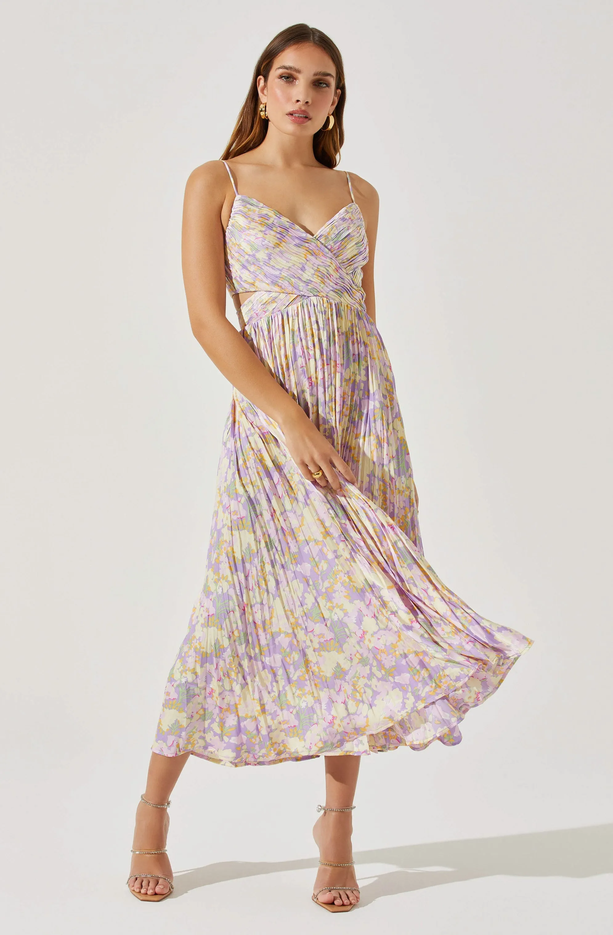 Pleated Twist Bust Midi Dress sold by Astr product image thumbnail 3