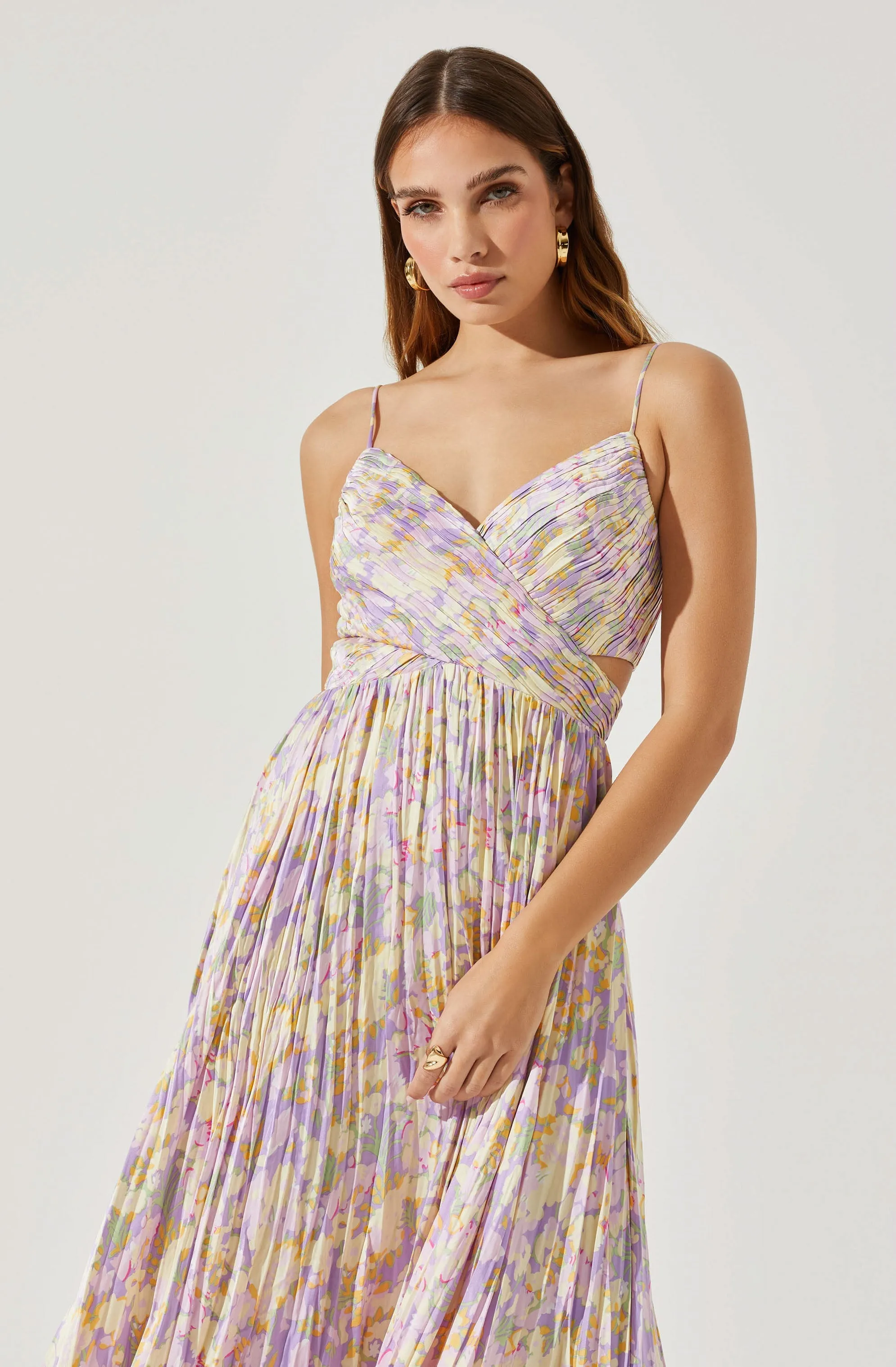 Pleated Twist Bust Midi Dress sold by Astr product image thumbnail 2