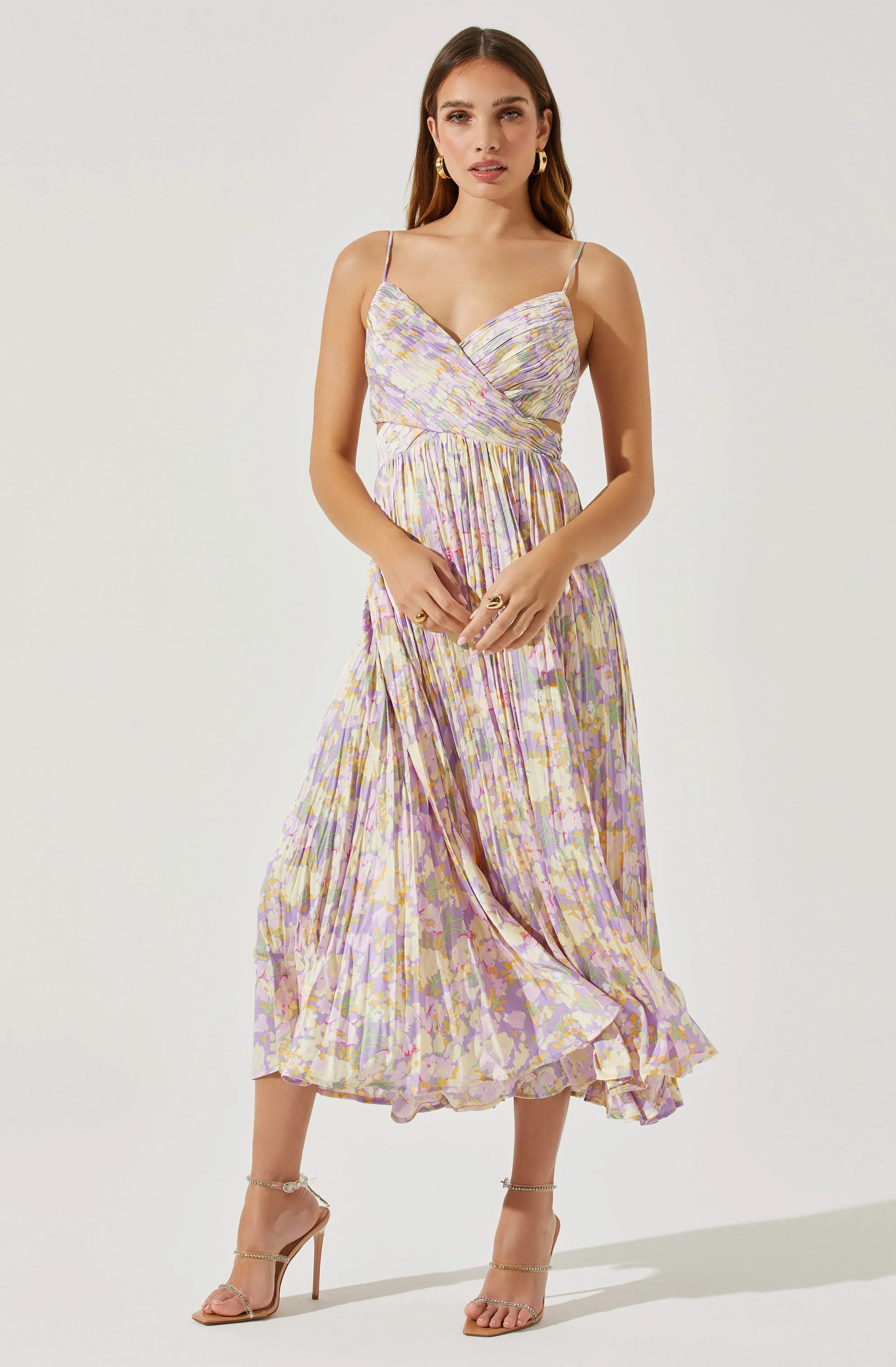 Pleated Twist Bust Midi Dress sold by Astr