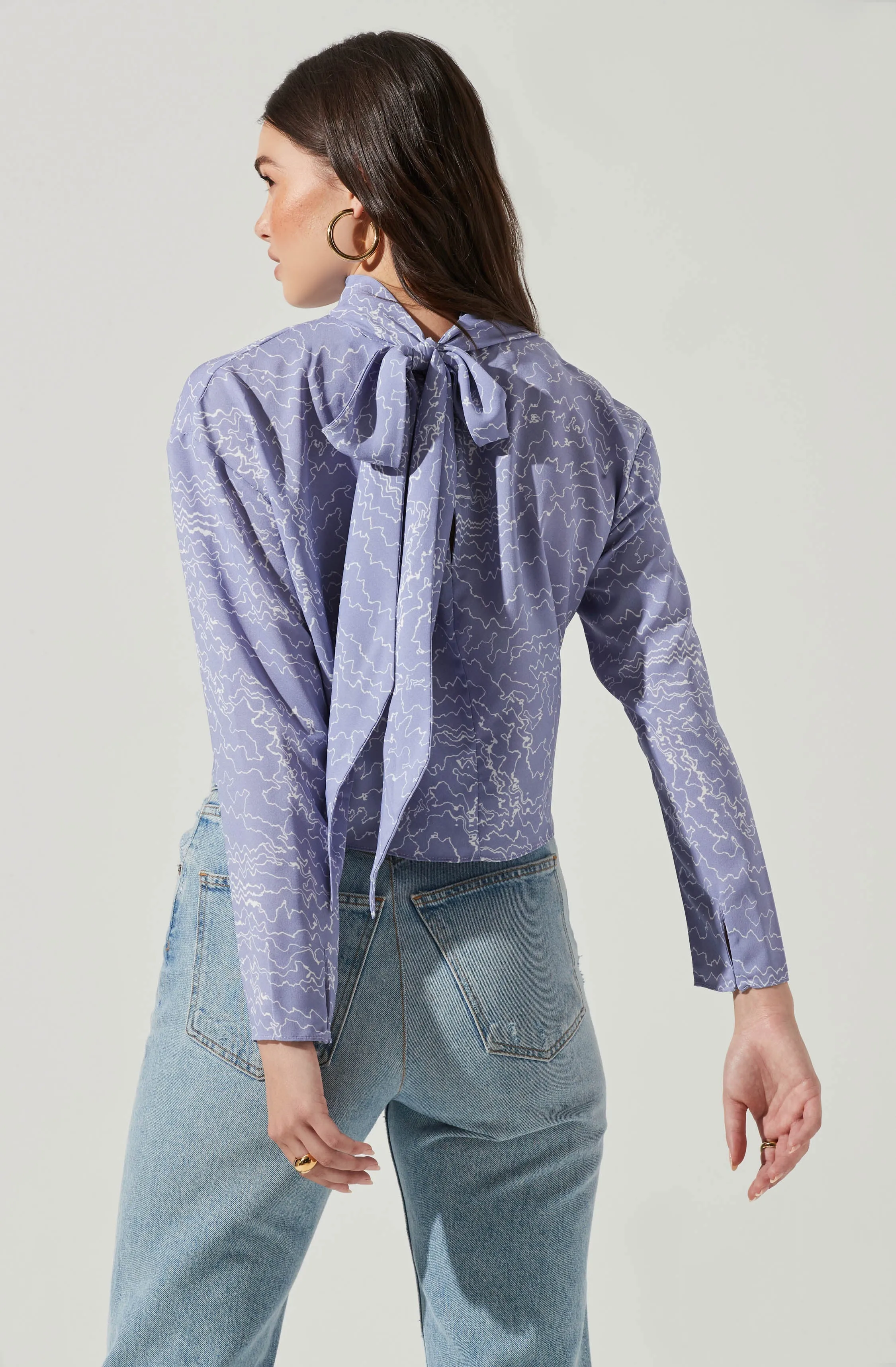 Long Sleeve Drape Tie Back Neck Back Top sold by Astr product image thumbnail 5