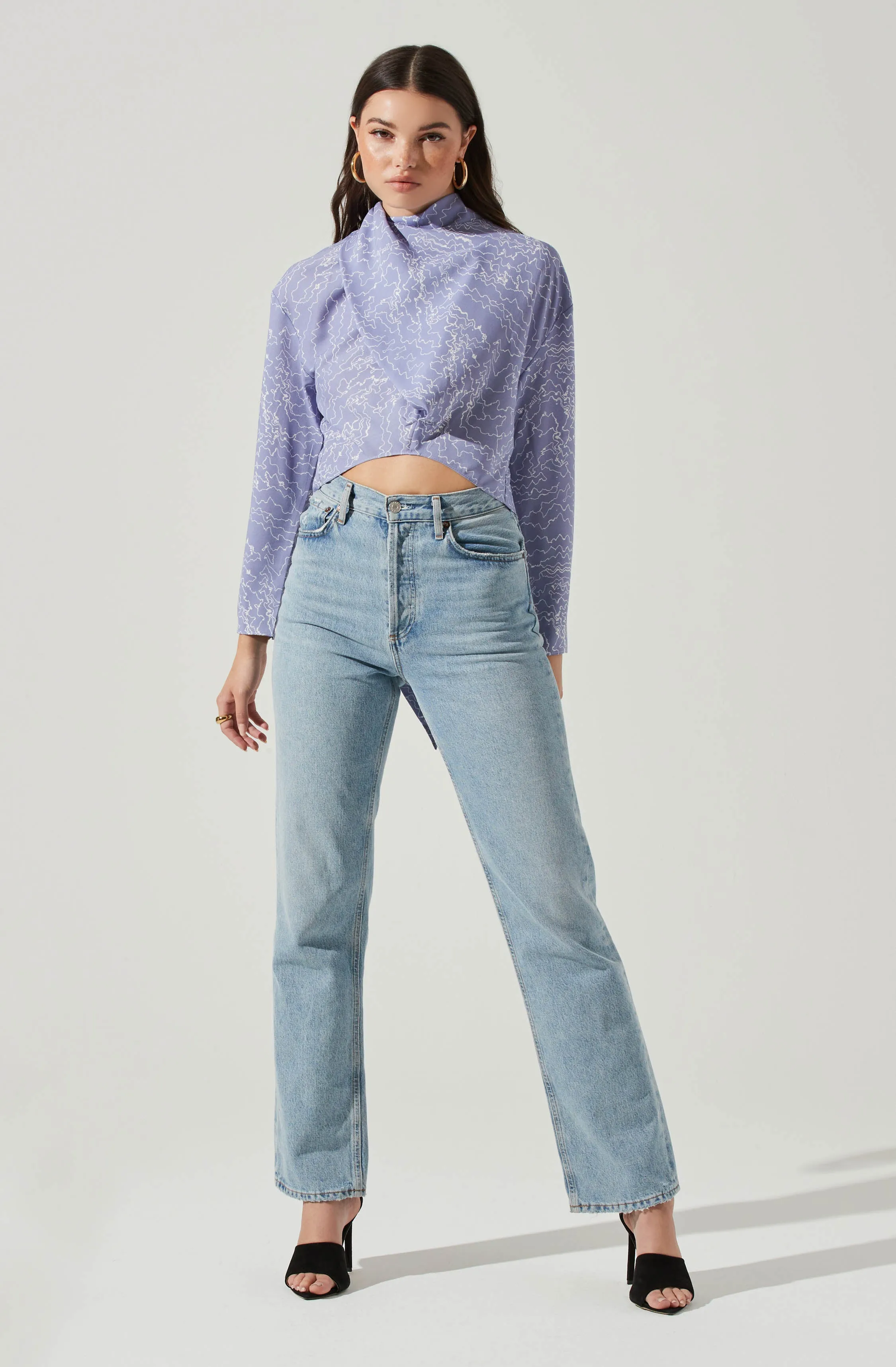 Long Sleeve Drape Tie Back Neck Back Top sold by Astr product image thumbnail 3