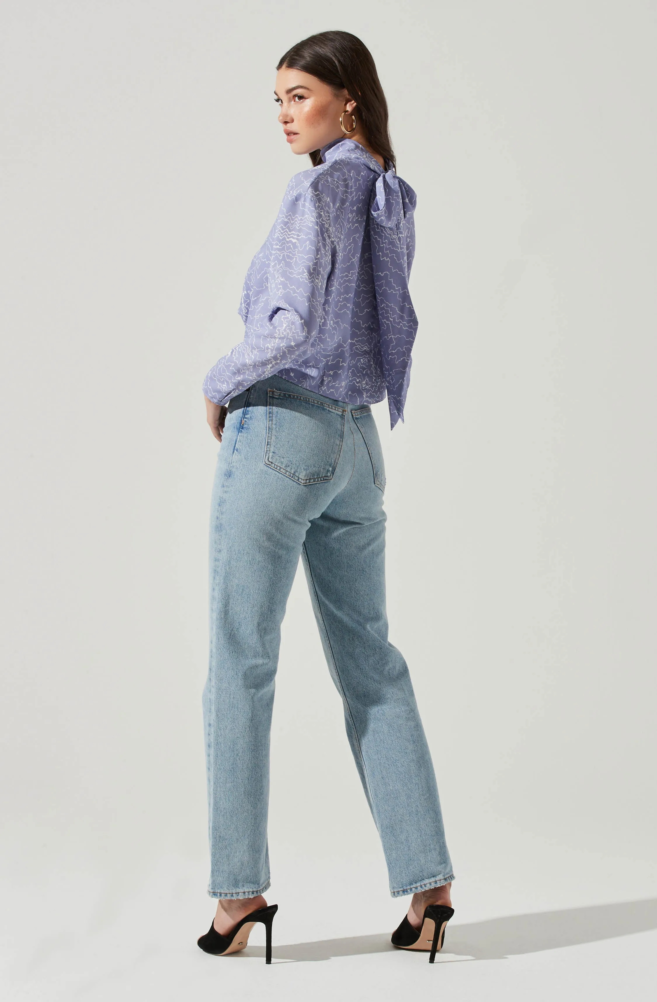 Long Sleeve Drape Tie Back Neck Back Top sold by Astr product image thumbnail 4