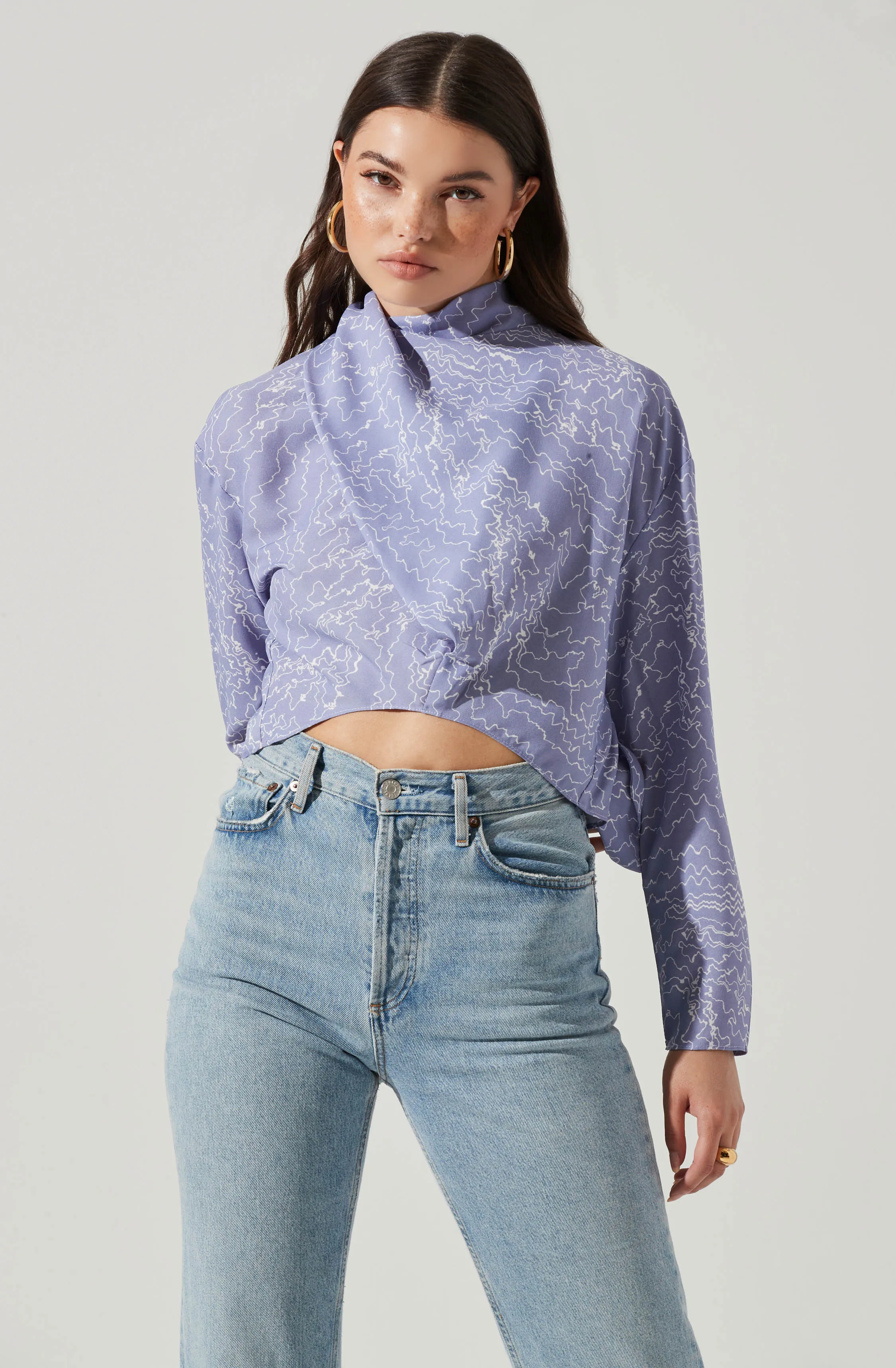 Long Sleeve Drape Tie Back Neck Back Top sold by Astr product image thumbnail 2