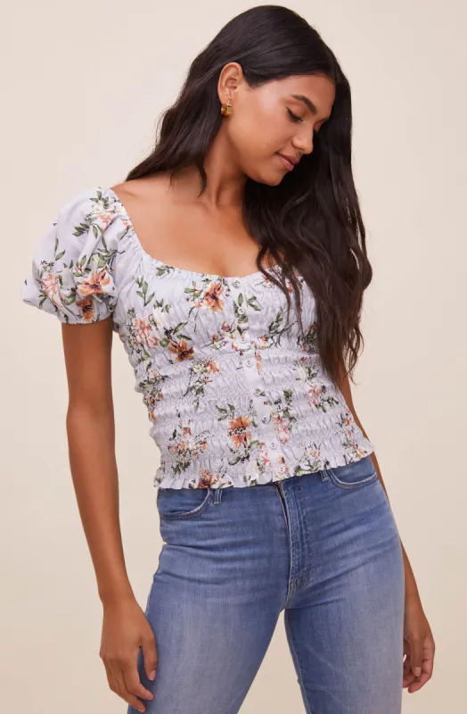 Salma Floral Smocked Top sold by Astr
