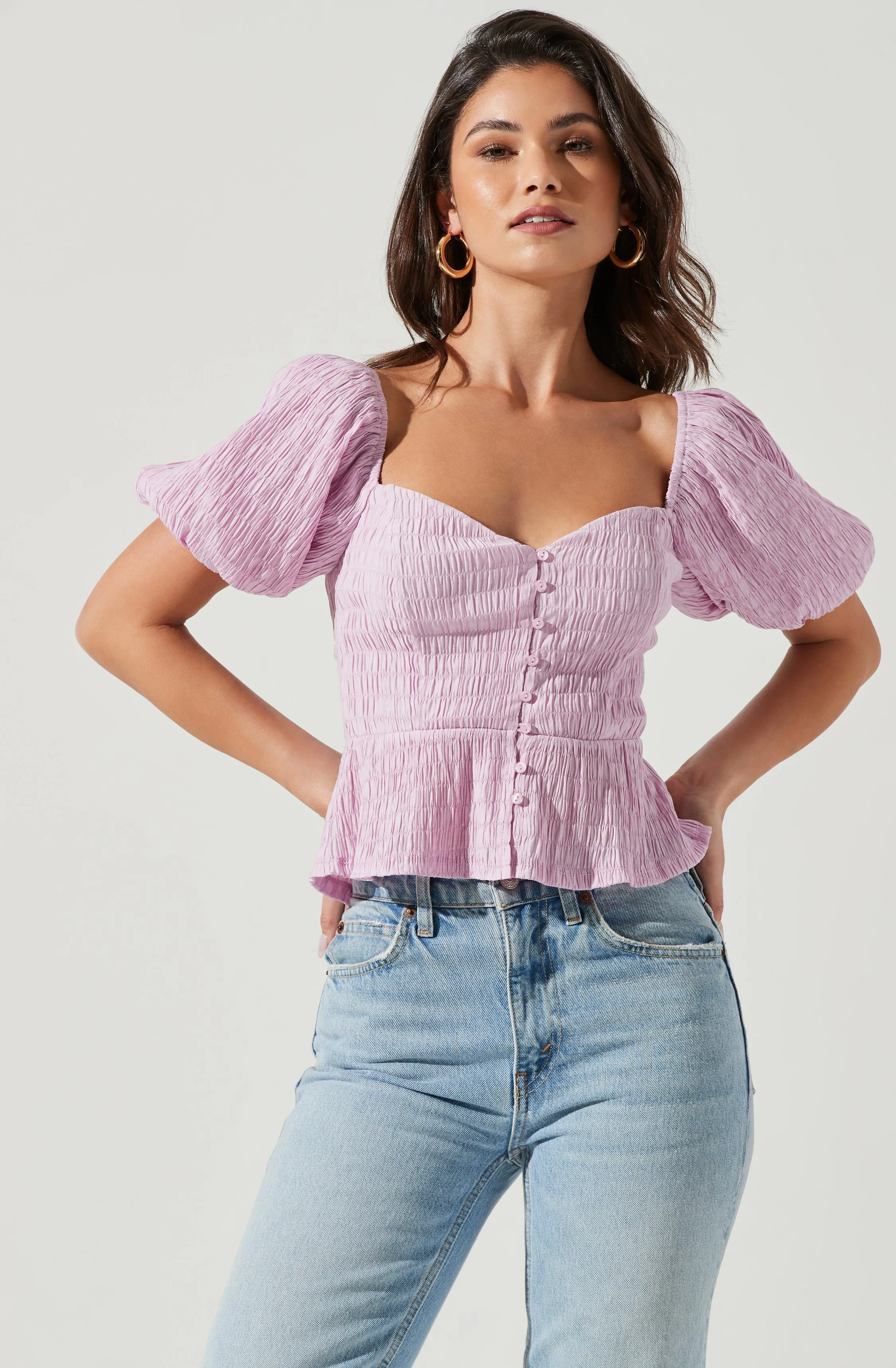 Bubble Short Sleeve Button Front Top sold by Astr product image thumbnail 3