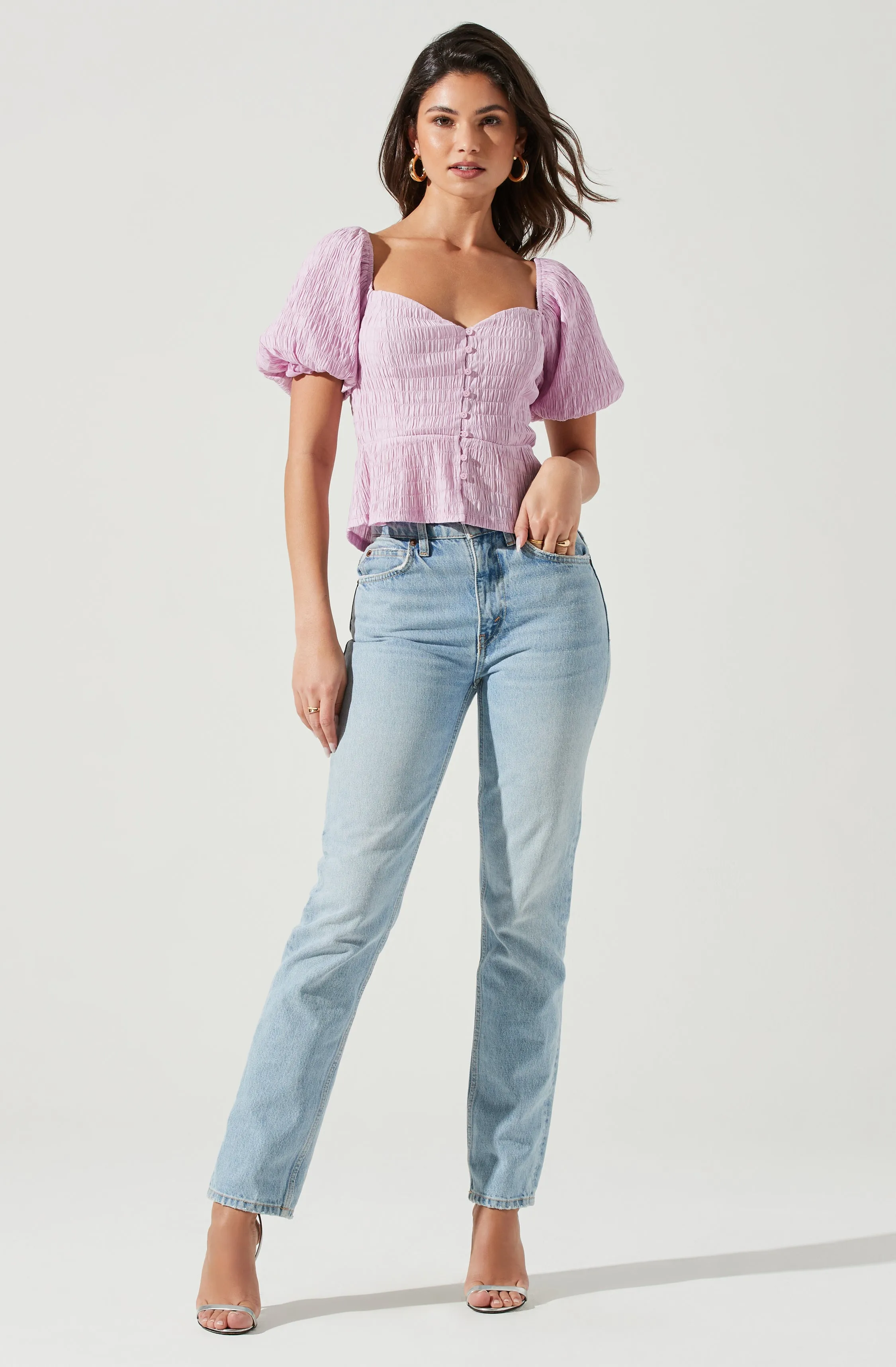 Bubble Short Sleeve Button Front Top sold by Astr product image thumbnail 2