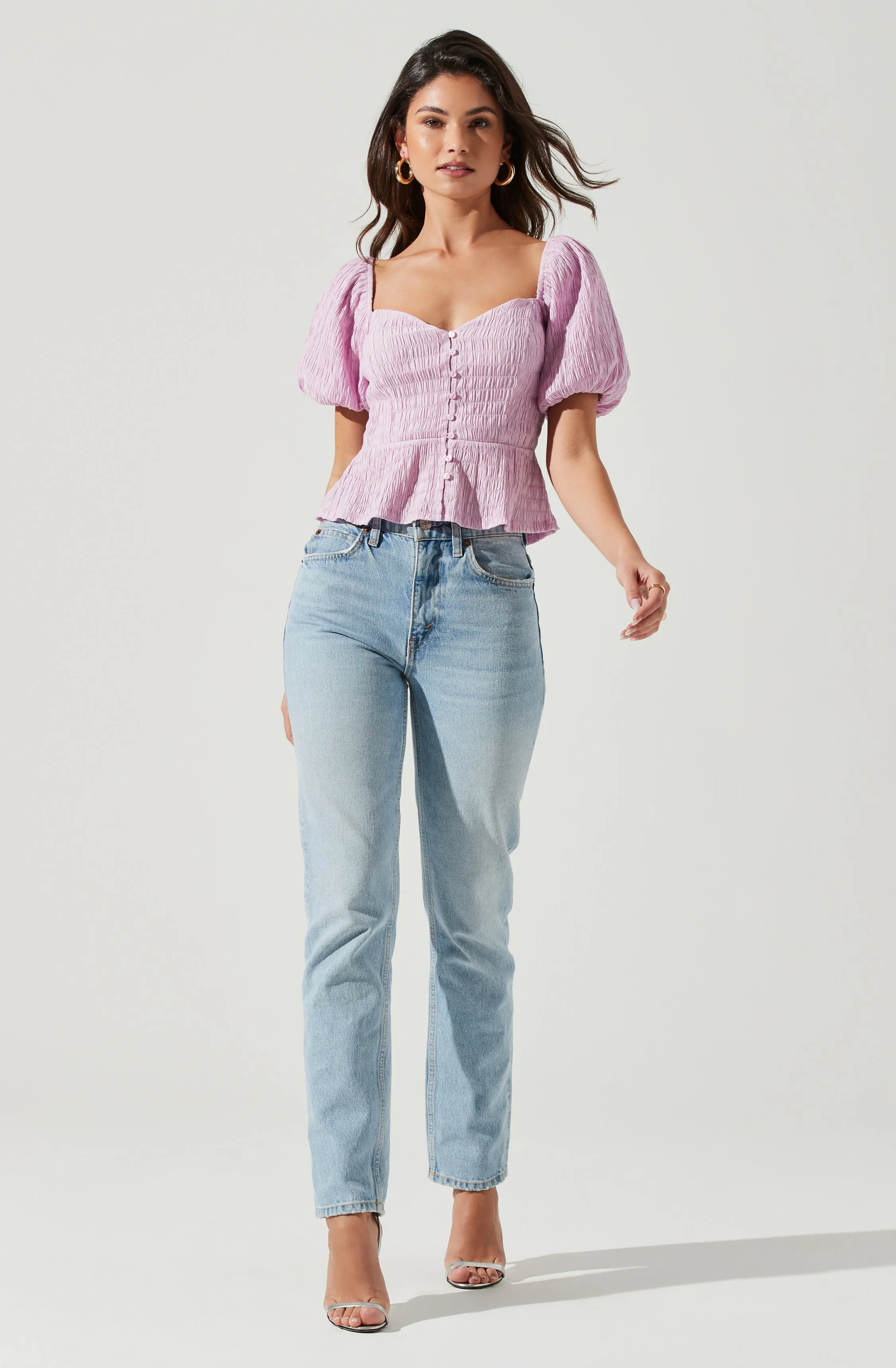 Bubble Short Sleeve Button Front Top sold by Astr product image thumbnail 4