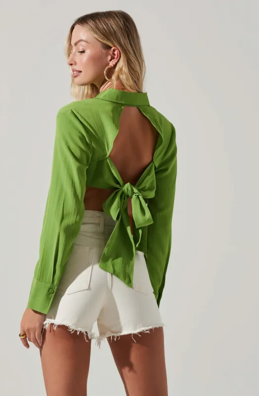 Romilda Tie Back Collared Top sold by Astr