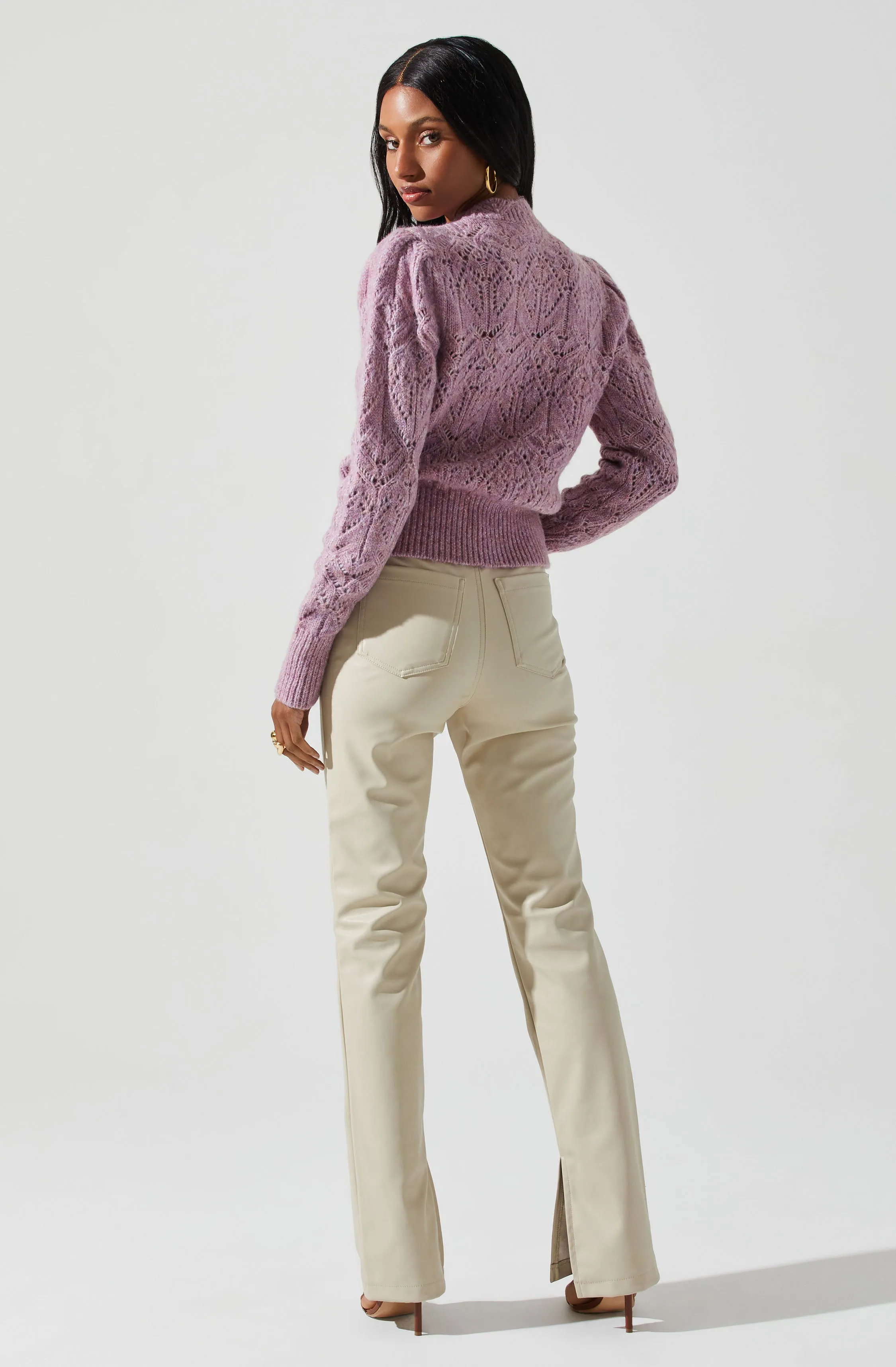 Evy Puff Sleeve Pointelle Sweater sold by Astr product image thumbnail 5