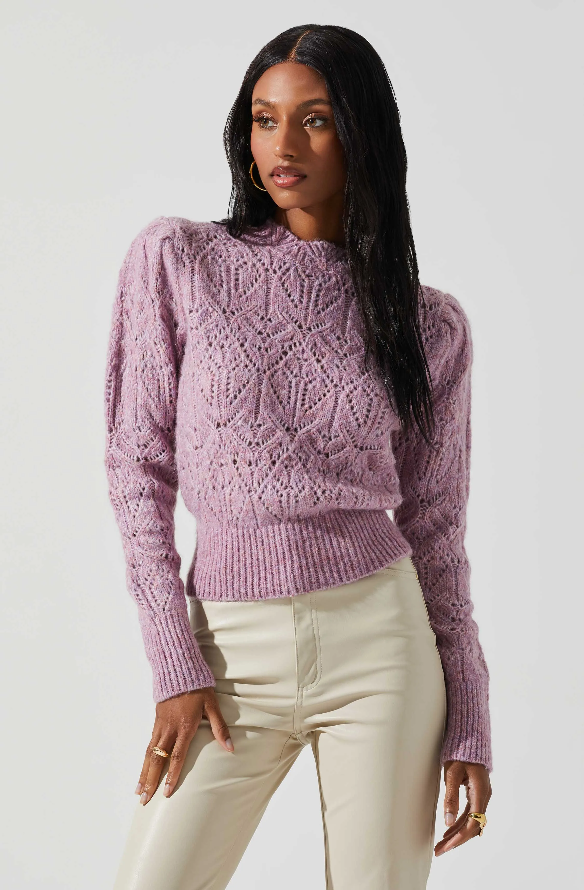 Evy Puff Sleeve Pointelle Sweater sold by Astr product image thumbnail 3