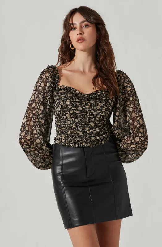 Helena Floral Ruched Top sold by Astr